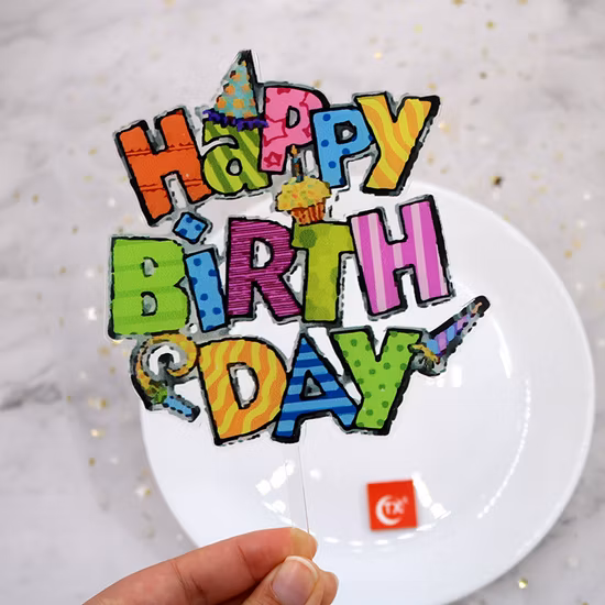 バースデーケーキ カラフルトッパー デコレーション付き